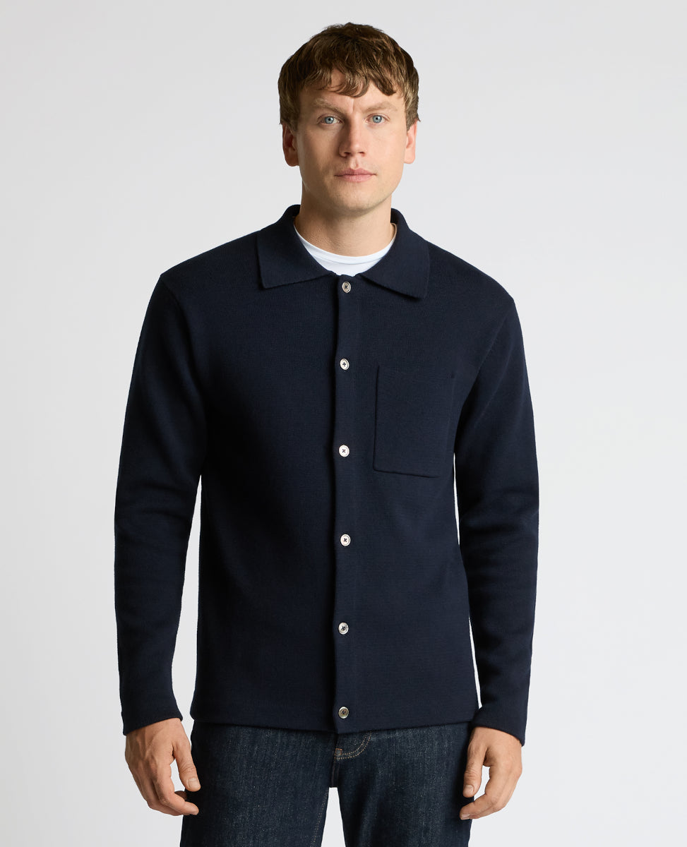 Remus Uomo Button Through Polo Cardigan 78 Navy