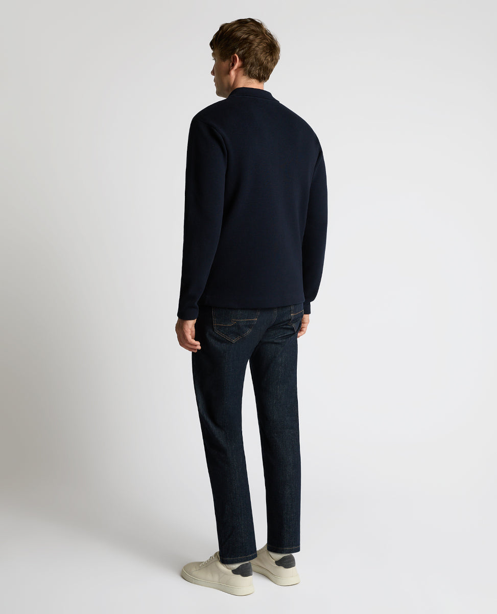 Remus Uomo Button Through Polo Cardigan 78 Navy