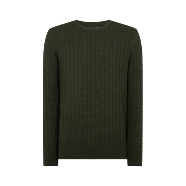 Remus Uomo Crew Neck Waffle Knit 36 Green