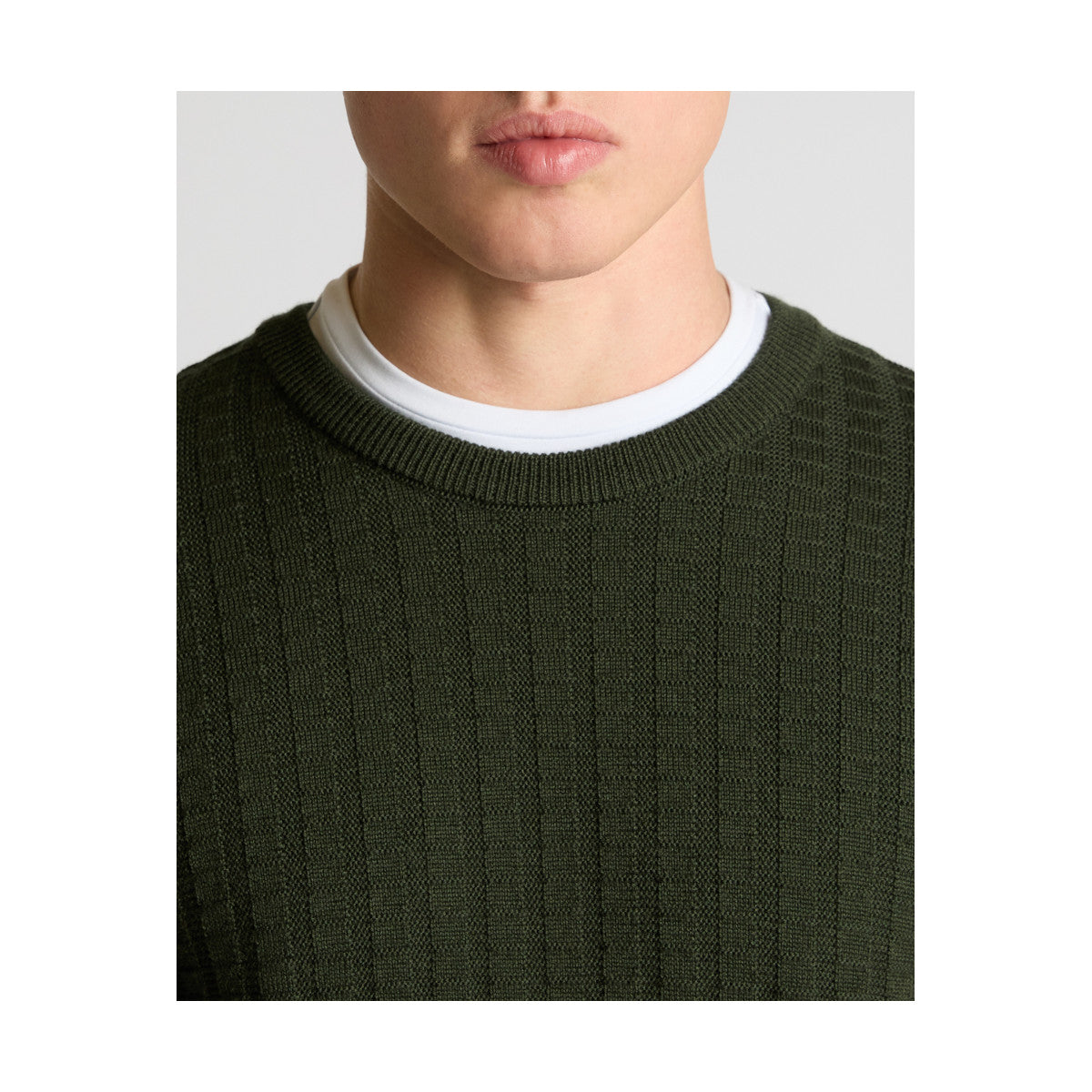Remus Uomo Crew Neck Waffle Knit 36 Green