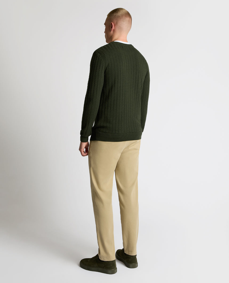 Remus Uomo Crew Neck Waffle Knit 36 Green