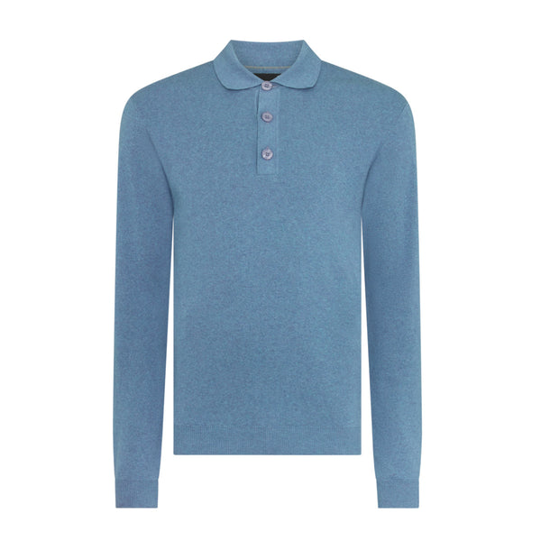 Remus Uomo Knitted Cotton Polo 23 Blue