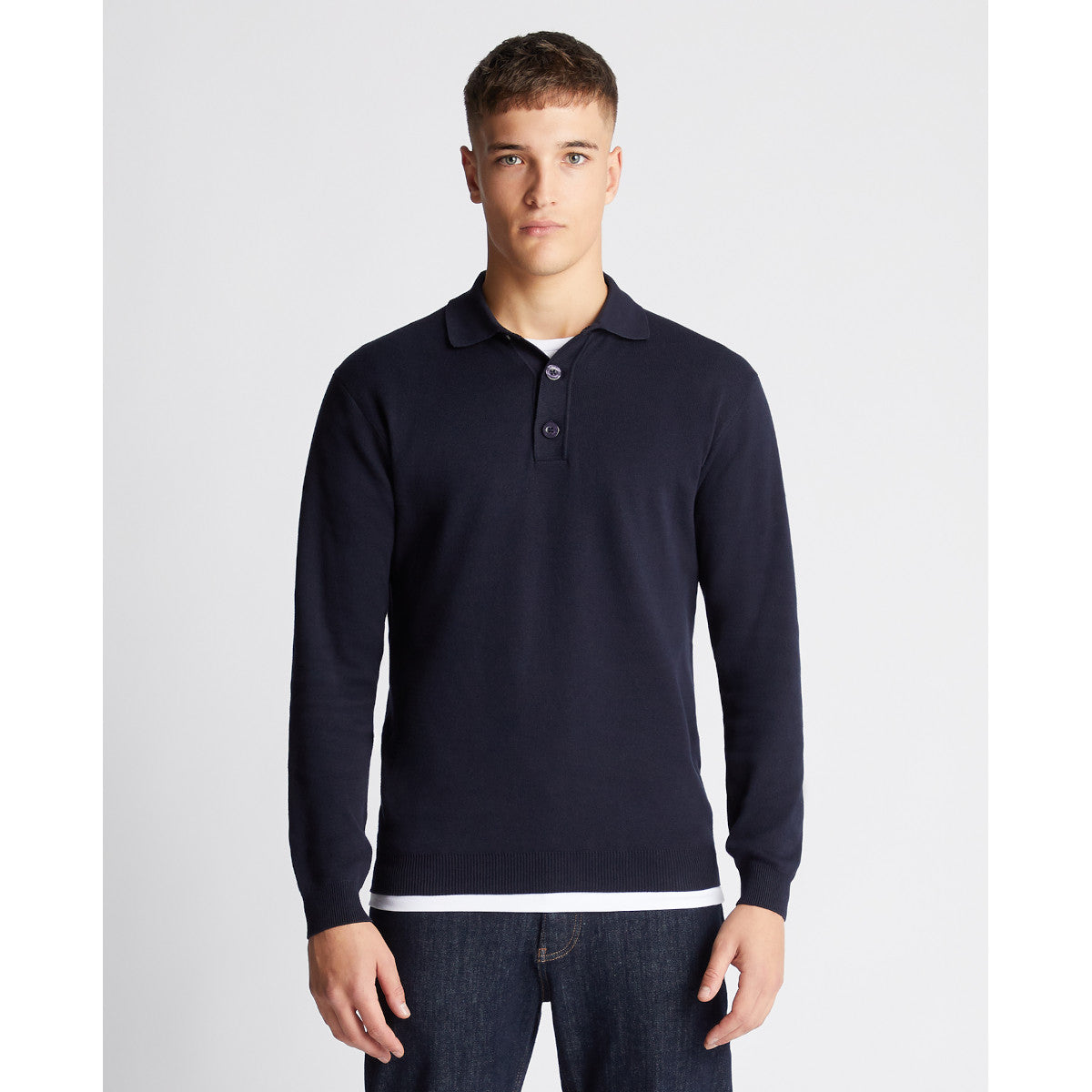 Remus Uomo Knitted Cotton Polo 28 Navy