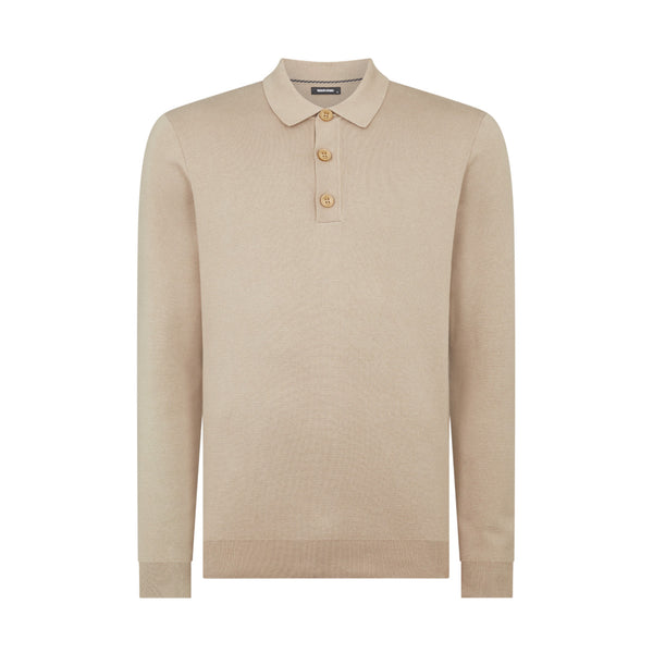 Remus Uomo Knitted Cotton Polo 92 Beige