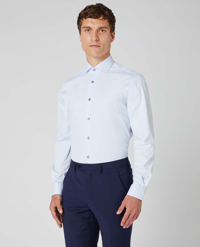 Remus Uomo LS Stretch Shirt 21 Blue