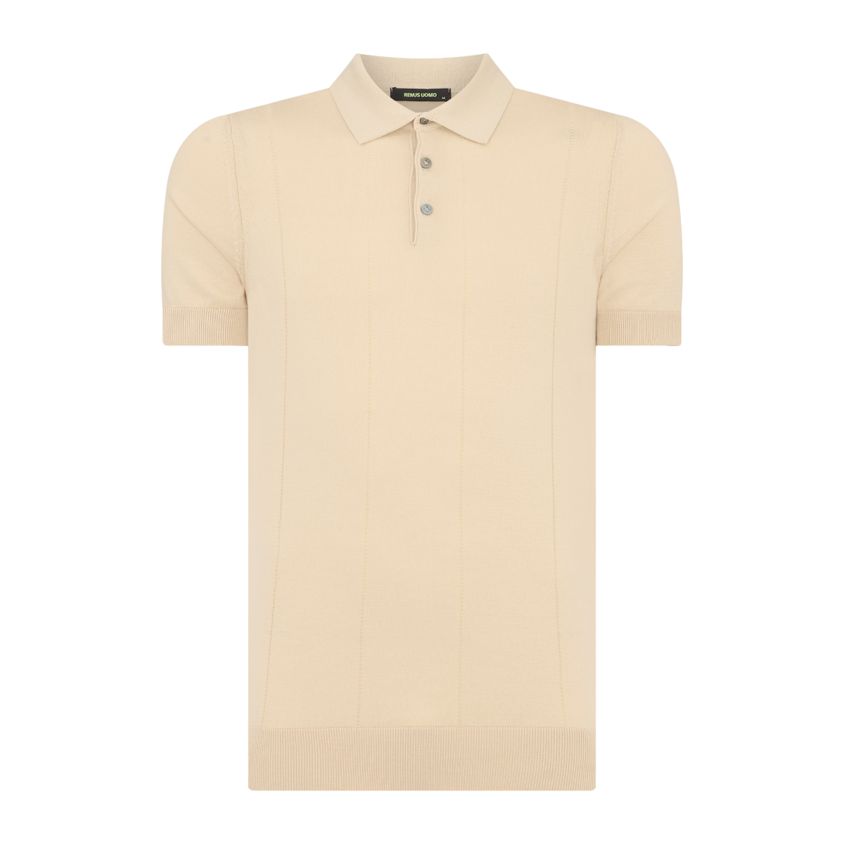 Remus Uomo Ribbed Knitted Polo Shirt 91 Stone