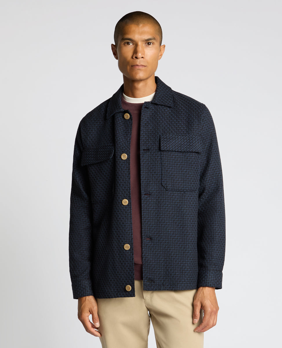 Remus Uomo Textured Overshirt 78 Navy