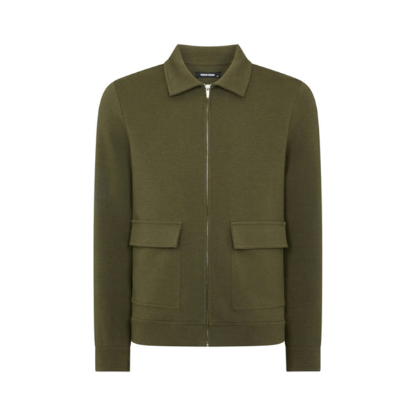 Remus Uomo Zip Through Jersey Overshirt 35 Khaki