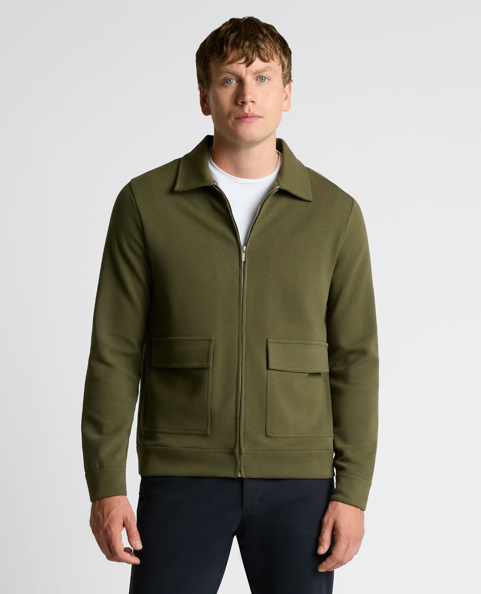 Remus Uomo Zip Through Jersey Overshirt 35 Khaki