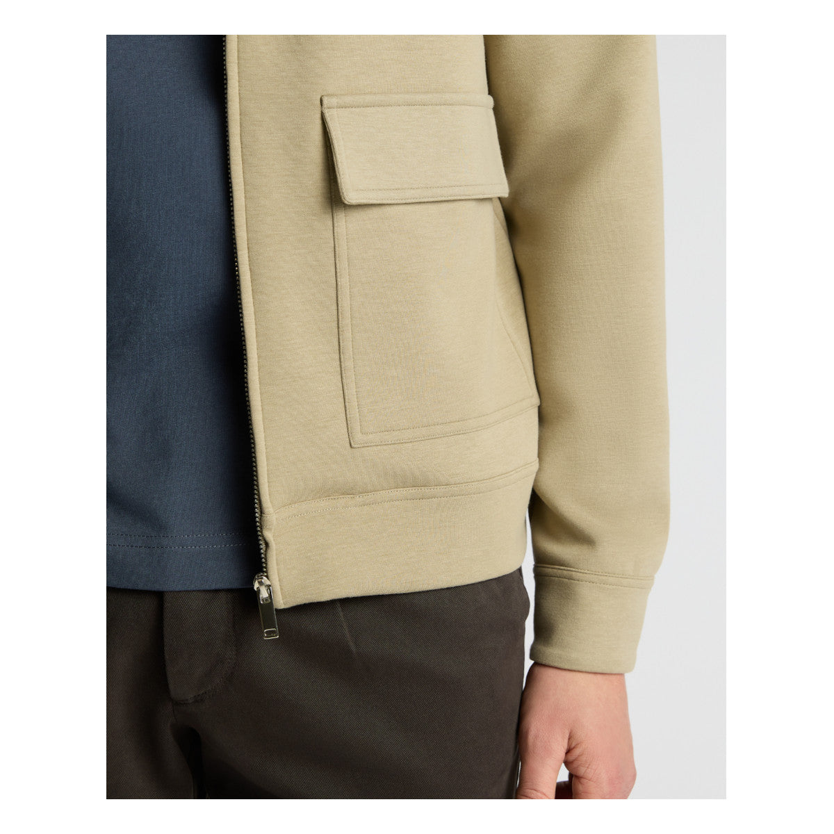 Remus Uomo Zip Through Jersey Overshirt 92 Beige