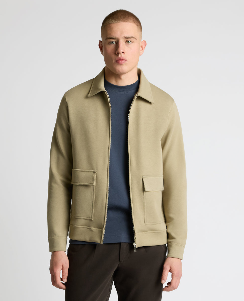 Remus Uomo Zip Through Jersey Overshirt 92 Beige