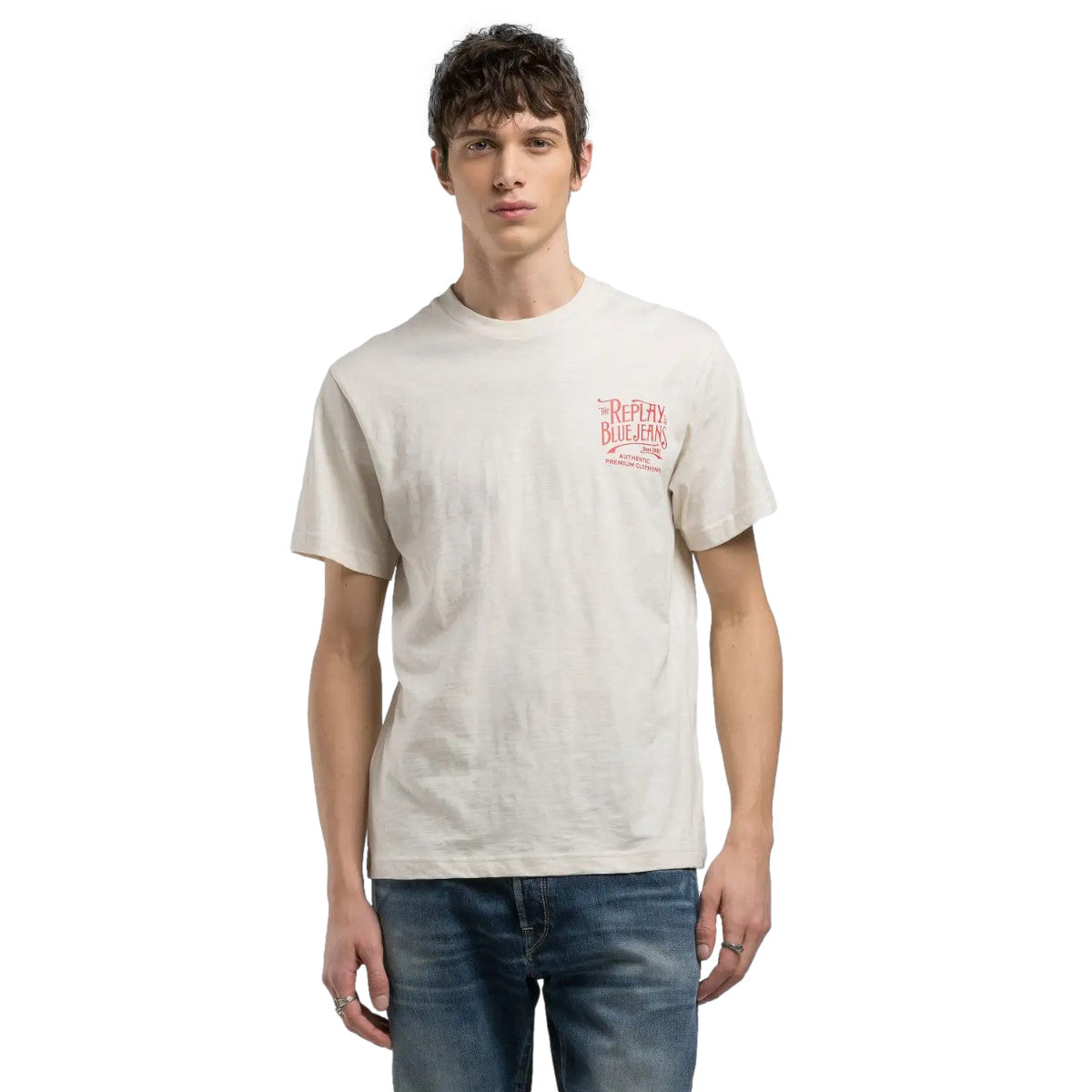 Replay Blue Jeans T-Shirt 412 Butter white