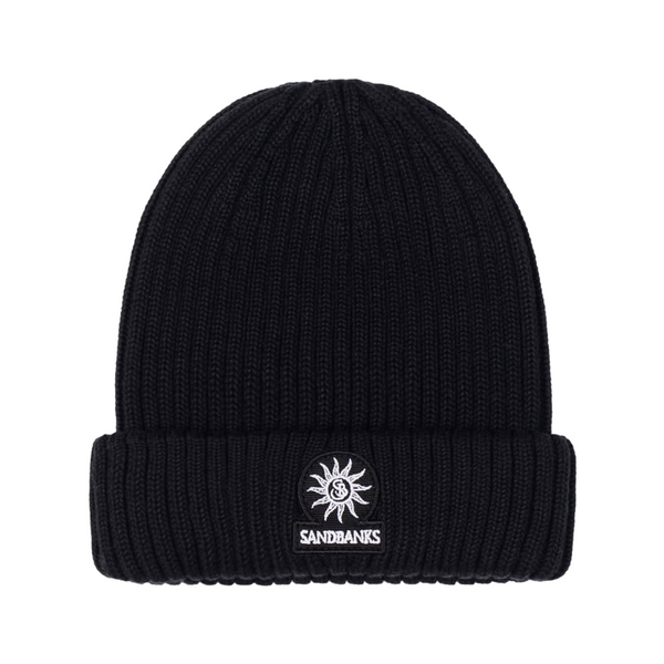 Sandbanks Badge Logo Ribbed Beanie Black