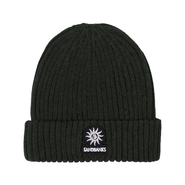 Sandbanks Badge Logo Ribbed Beanie Khaki