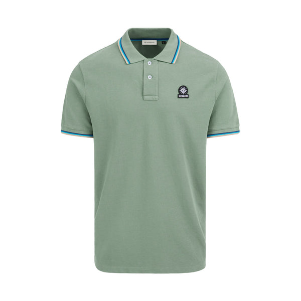 Sandbanks Badge Logo Tipped Polo Shirt Sage