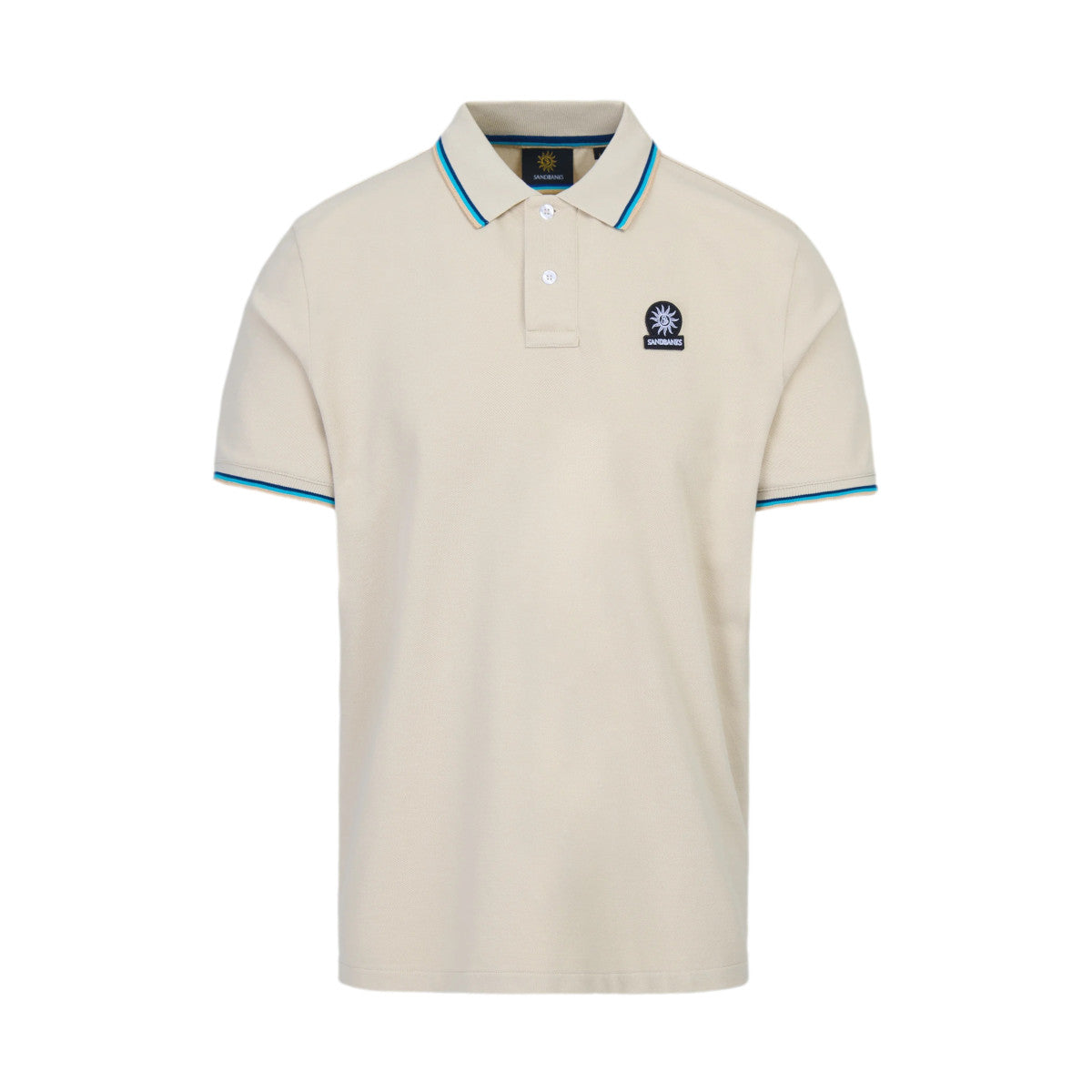 Sandbanks Badge Logo Tipped Polo Shirt Stone