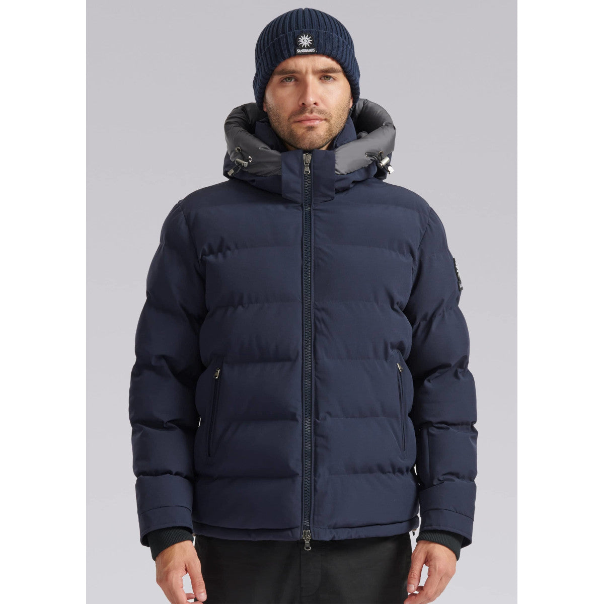 Sandbanks Banks Short Puffer  Navy