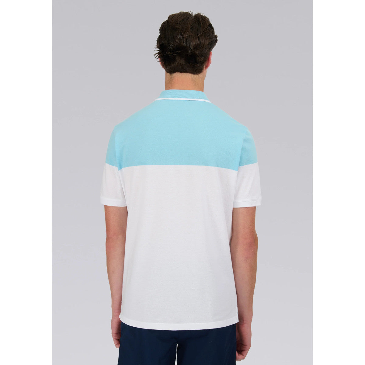 Sandbanks Colour Block Zip Polo Shirt Crystal Blue