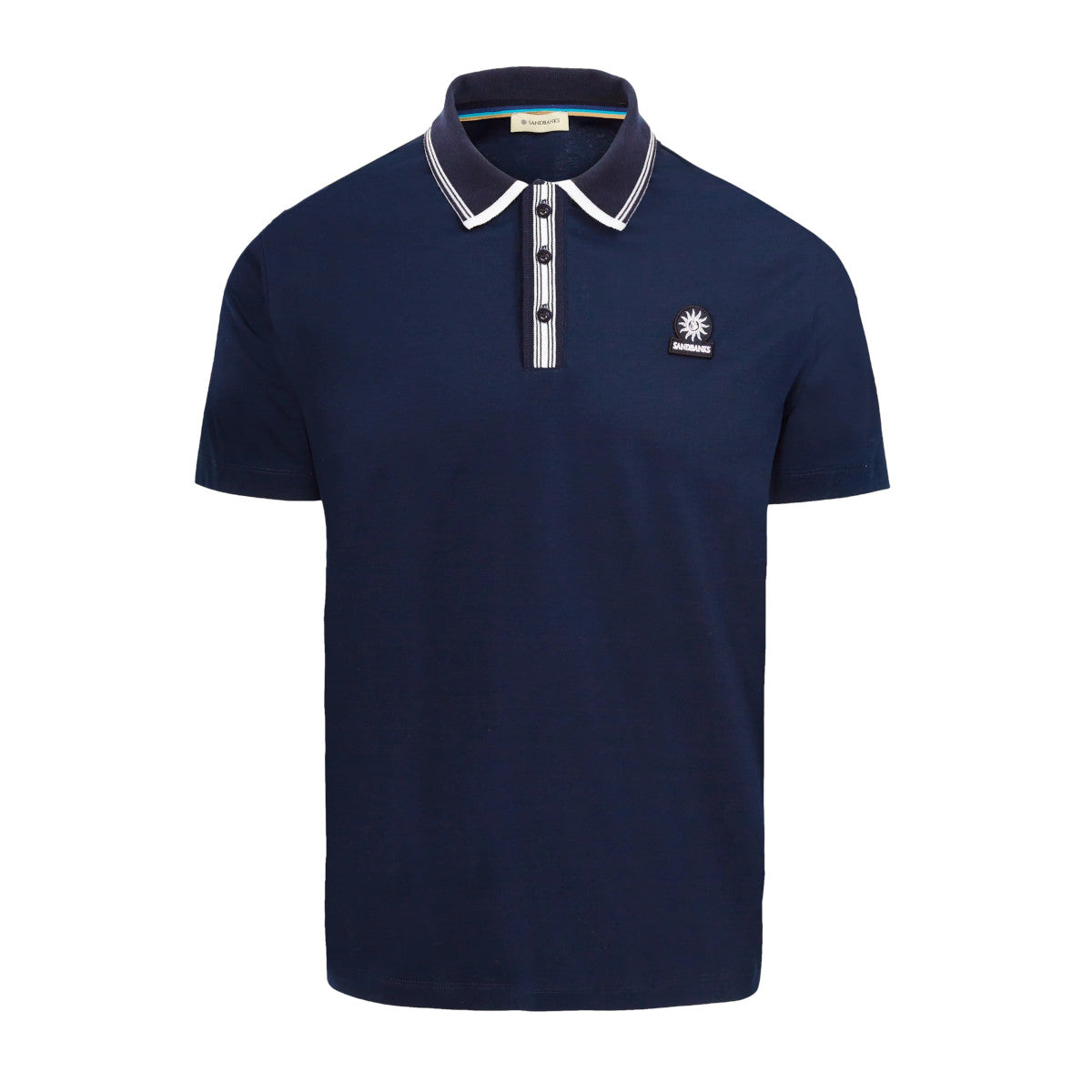 Sandbanks Contrast Stripe Polo Shirt Navy