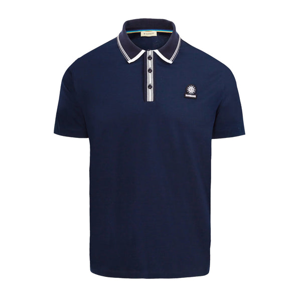 Sandbanks Contrast Stripe Polo Shirt Navy