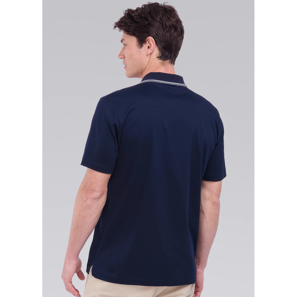 Sandbanks Contrast Stripe Polo Shirt Navy