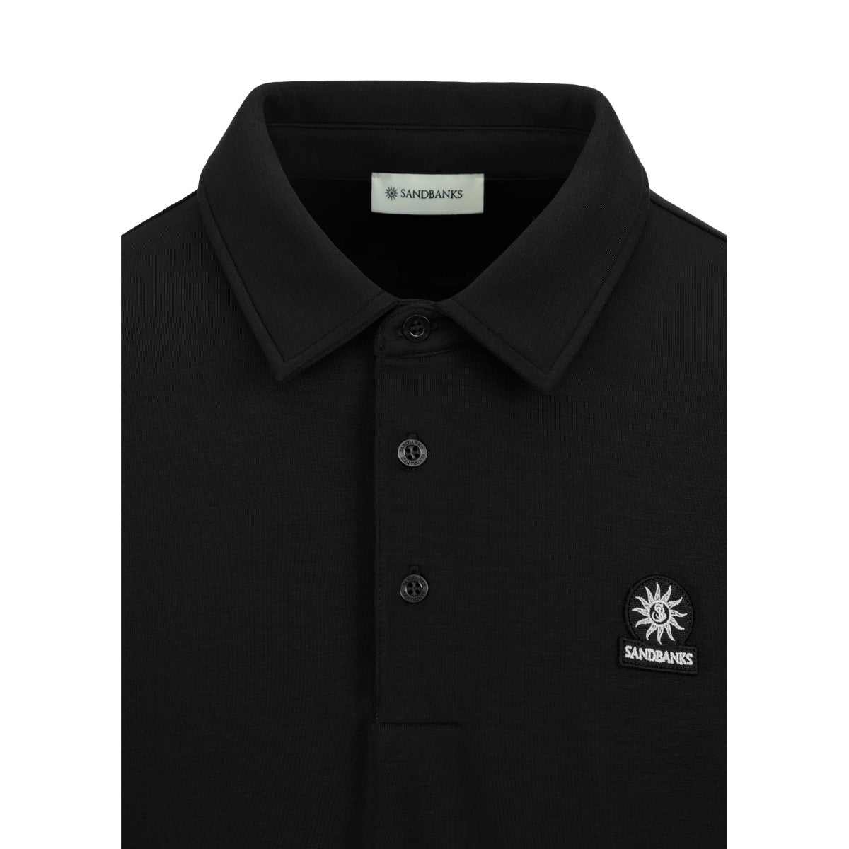 Sandbanks LS Self Collar Polo Shirt Black