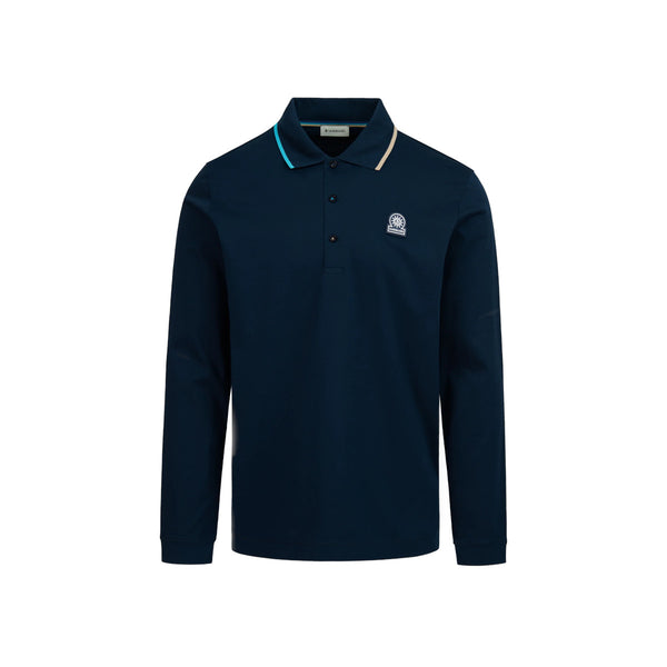Sandbanks LS Tipped Collar Polo Shirt Navy