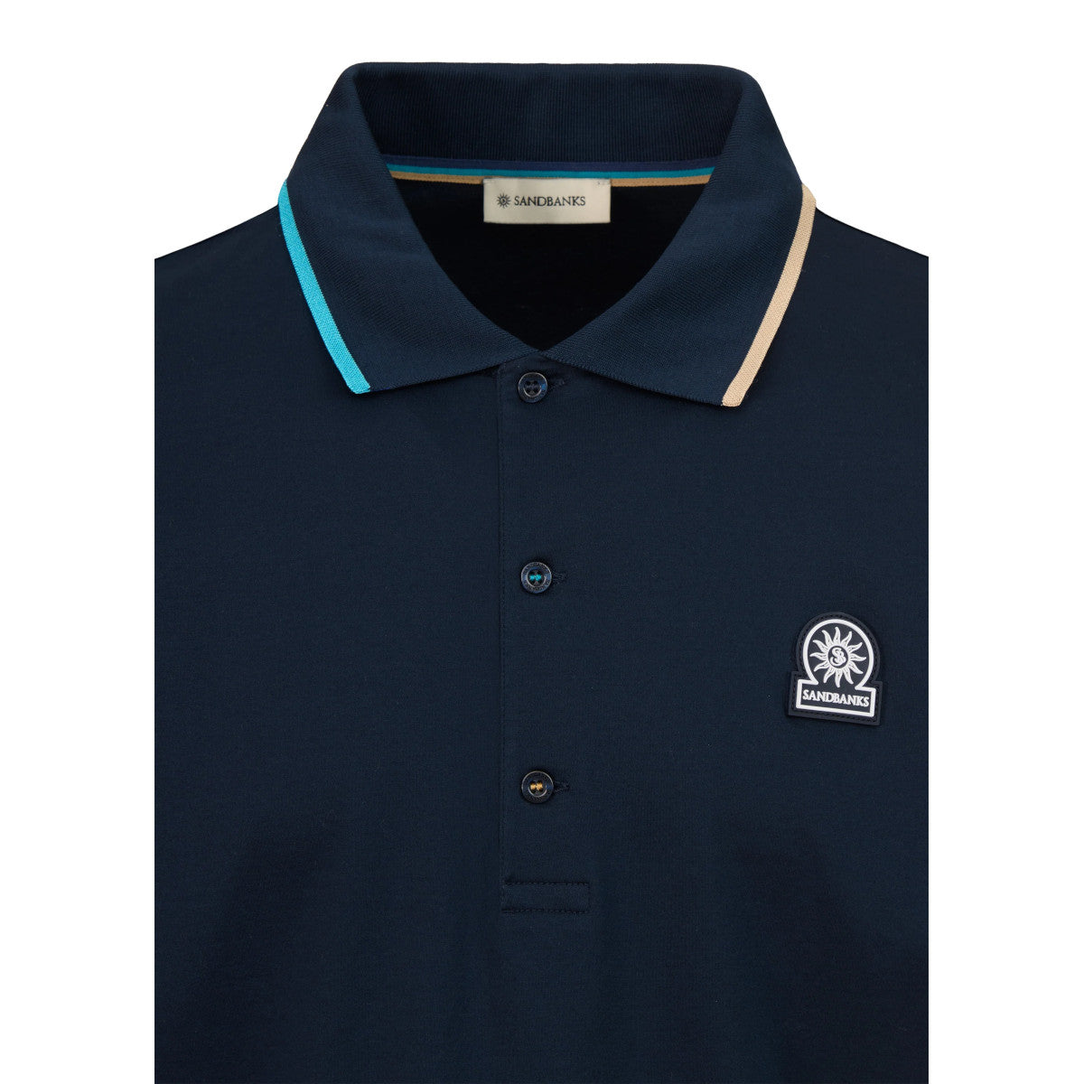 Sandbanks LS Tipped Collar Polo Shirt Navy
