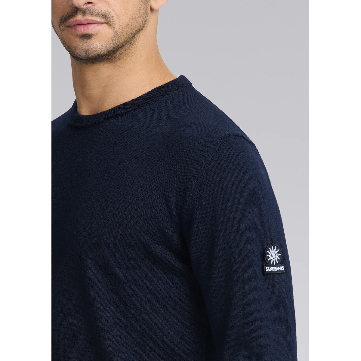 SandbanksMerinoCrewNeckJumperNavy__2