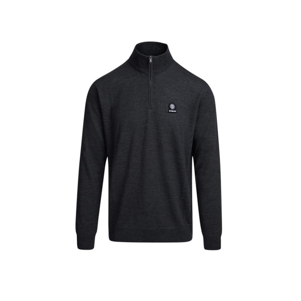 Sandbanks Merino Wool Quarter Zip Anthracite
