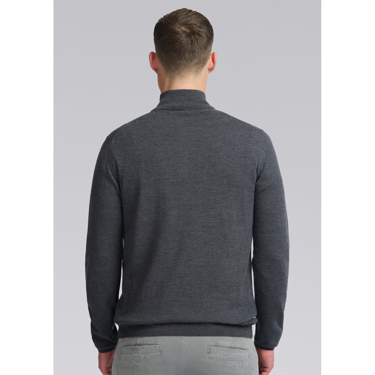 Sandbanks Merino Wool Quarter Zip Anthracite