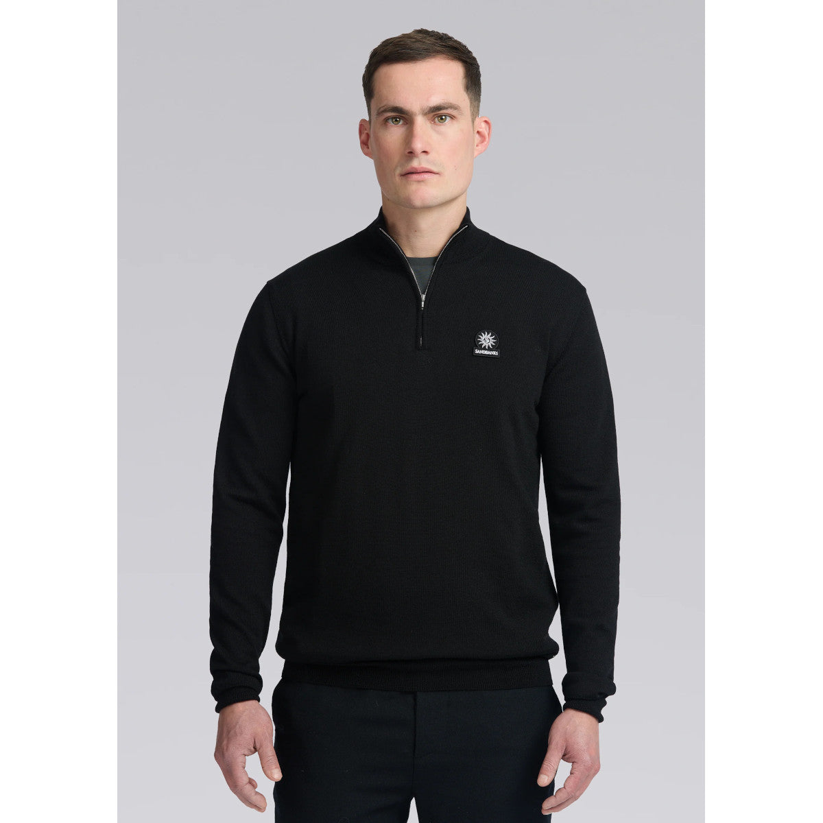 Sandbanks Merino Wool Quarter Zip Black