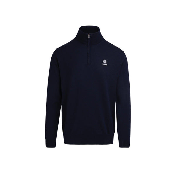 Sandbanks Merino Wool Quarter Zip Navy