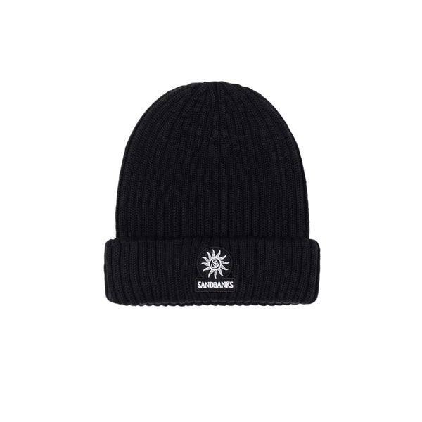 SandbanksMerinoWoolRibbedBeanieBlack__1