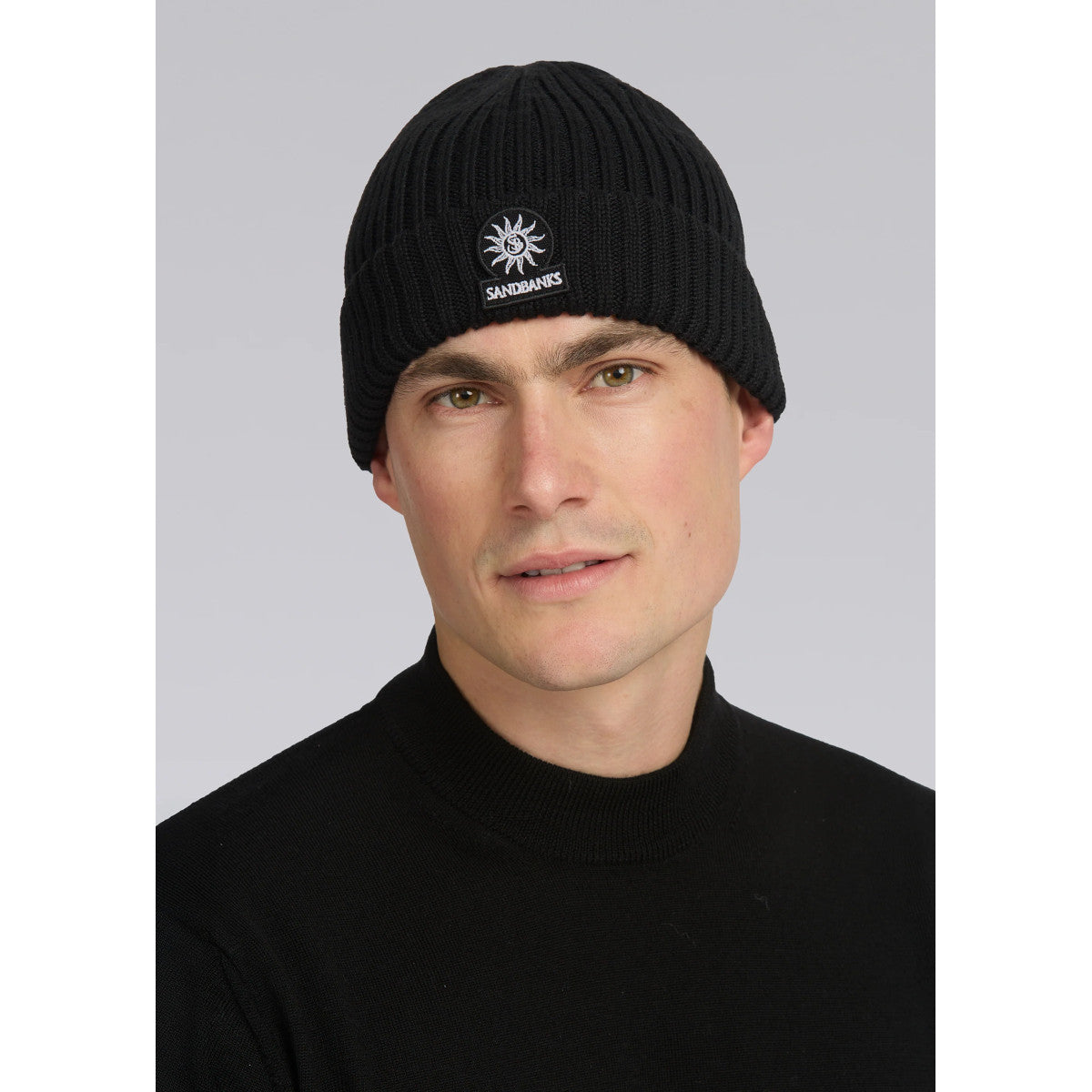 SandbanksMerinoWoolRibbedBeanieBlack__3