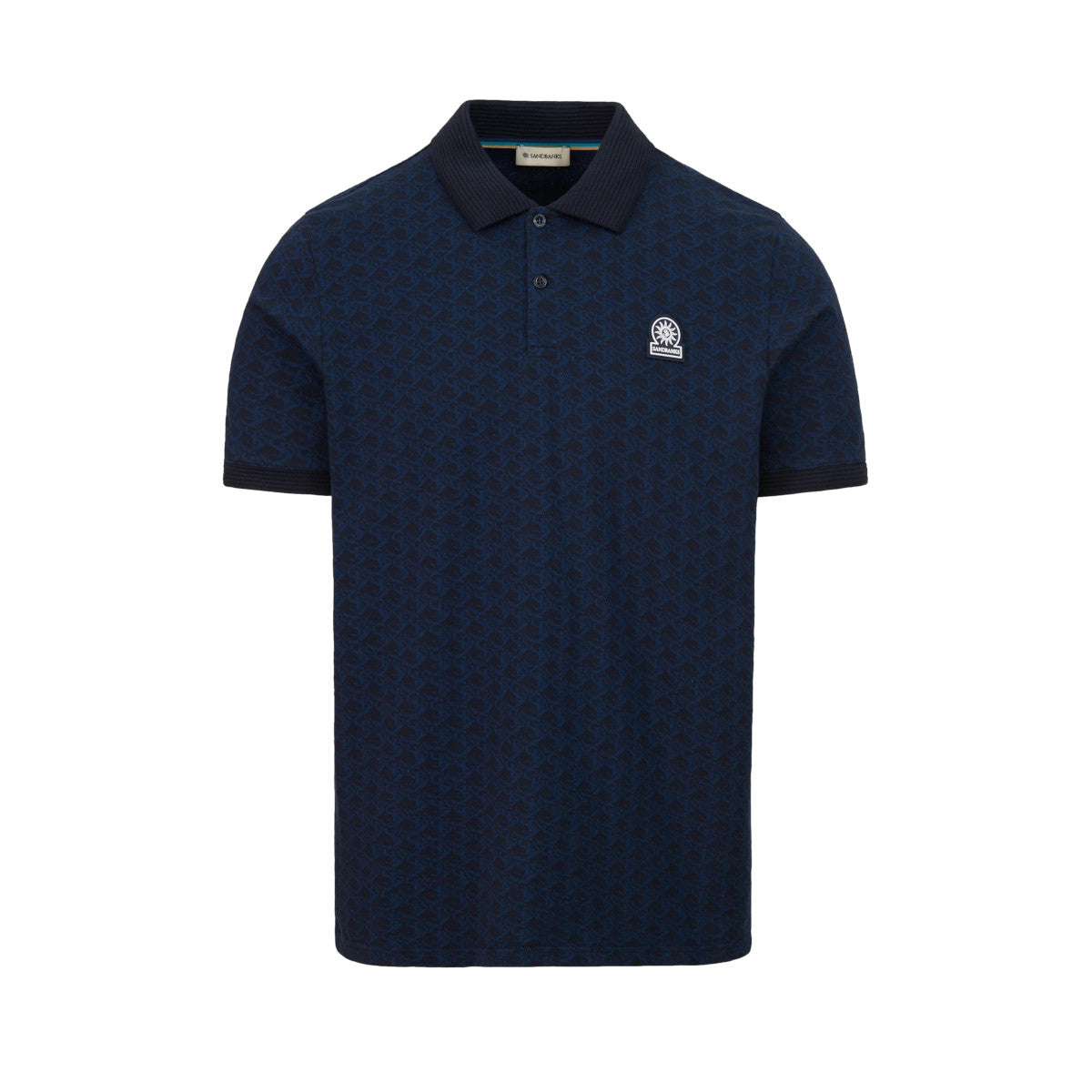 Sandbanks SB Monogram Jacquard Polo Shirt Navy