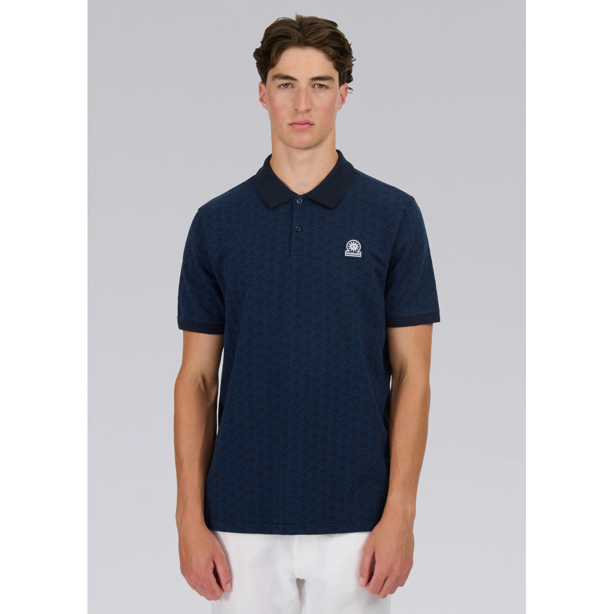 Sandbanks SB Monogram Jacquard Polo Shirt Navy