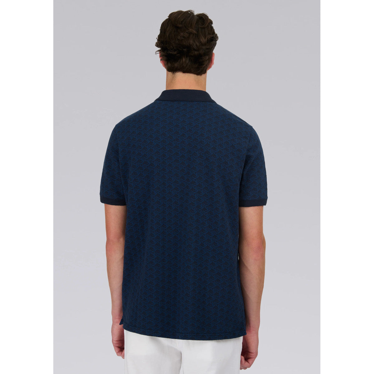 Sandbanks SB Monogram Jacquard Polo Shirt Navy