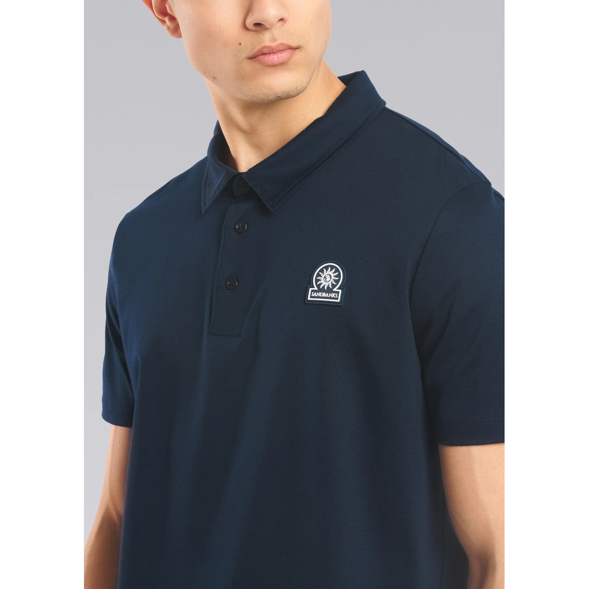 Sandbanks Self Fabric Collar Polo Shirt Navy