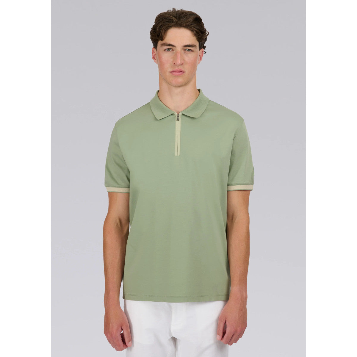Sandbanks Silicone Zip Polo Shirt Sage