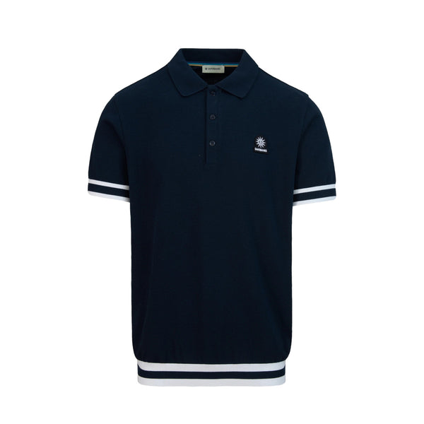 Sandbanks Stripe Hem Polo Shirt Navy