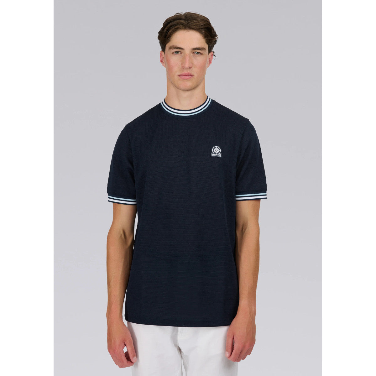 Sandbanks Texture Jacquard T-Shirt Navy