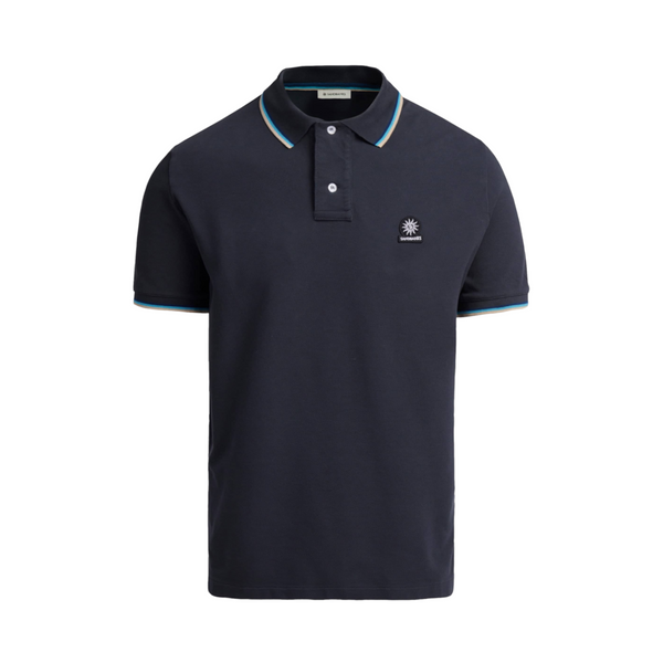 Sandbanks Tipped Badge Pique Polo Shirt Anthracite