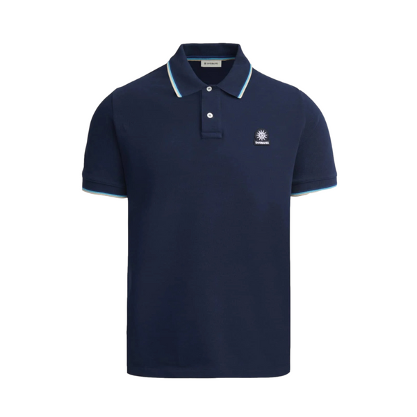 Sandbanks Tipped Badge Pique Polo Shirt Navy