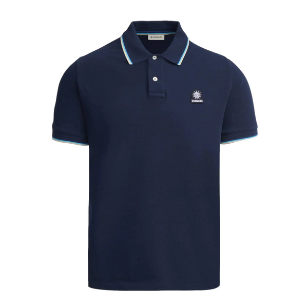 Sandbanks Tipped Badge Logo Polo A1-24 Navy