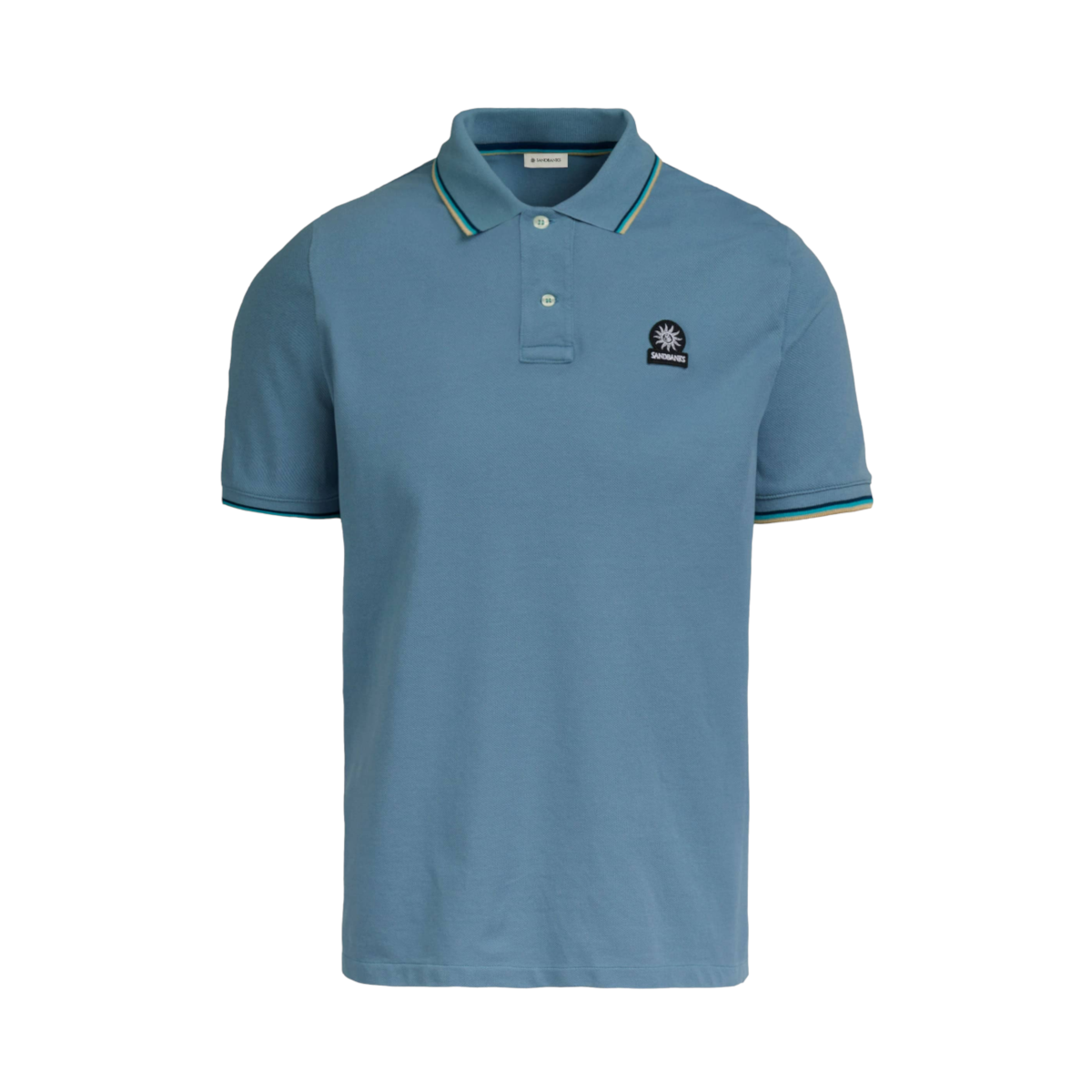Sandbanks Tipped Badge Pique Polo Shirt Teal