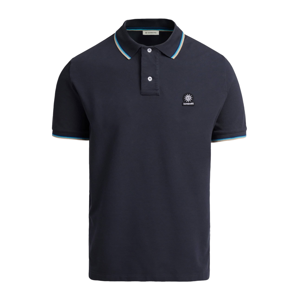 Sandbanks Tipped Badge Pique Polo Shirt Anthracite