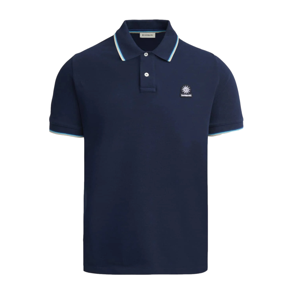 Sandbanks Tipped Badge Pique Polo Shirt Navy
