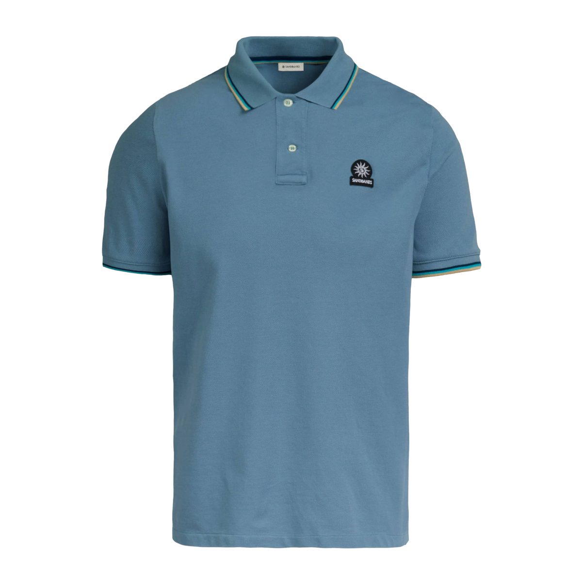 Sandbanks Tipped Badge Pique Polo Shirt Teal