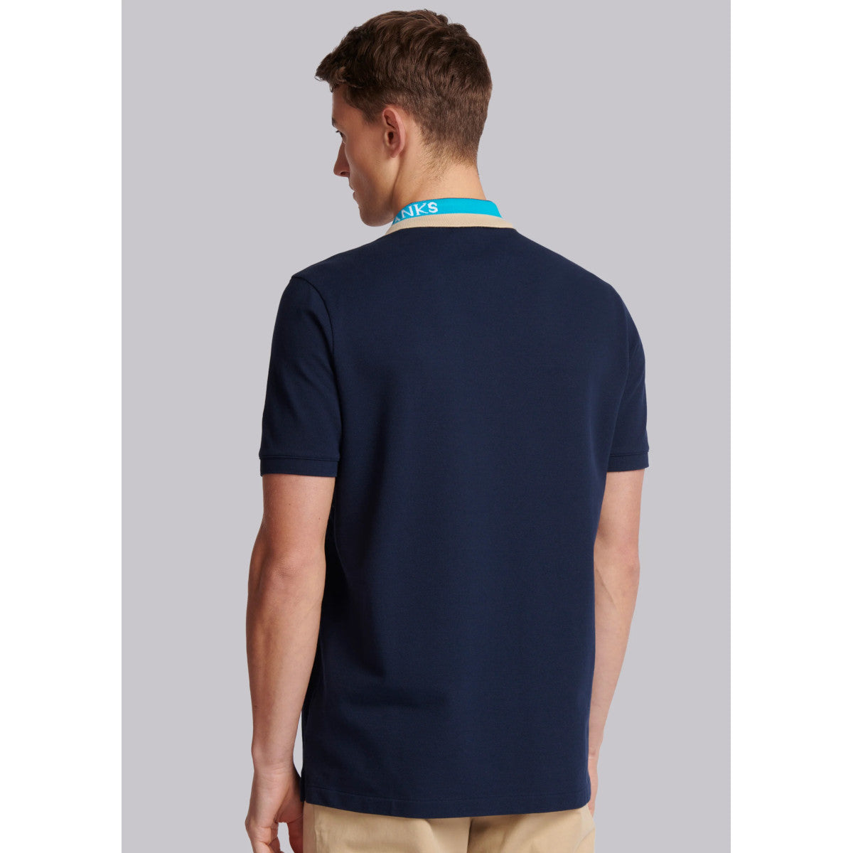 Sandbanks Tri-Colour Collar Polo Shirt Navy